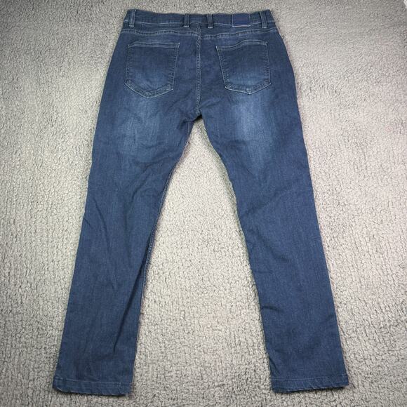 Mugsy Jeans Mens 35x30 Blue Fultons Straight Faded Dark Wash Stretch Denim - Picture 5 of 9